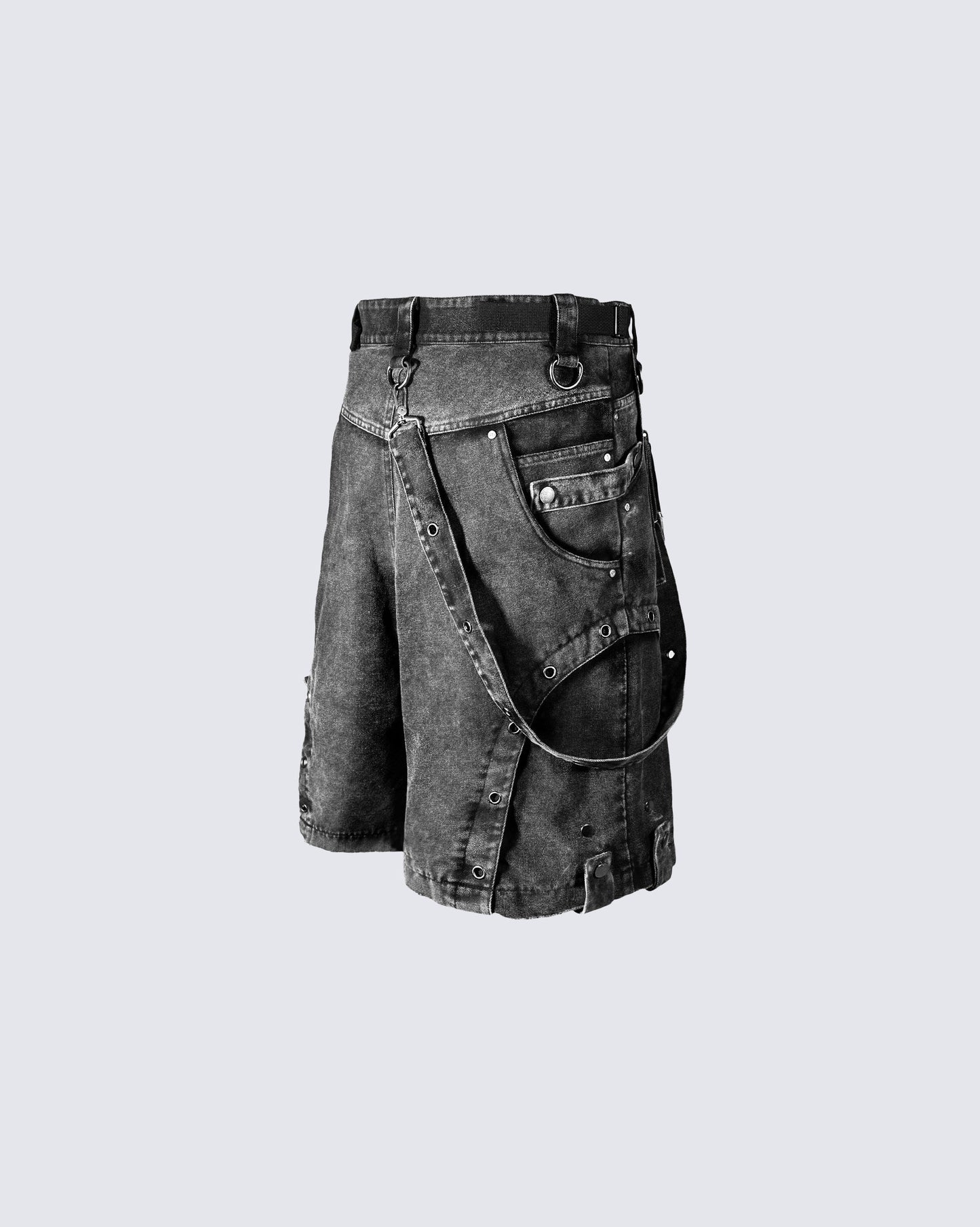 Heavy-Duty Waist Bag Strap Denim Casual Shorts
