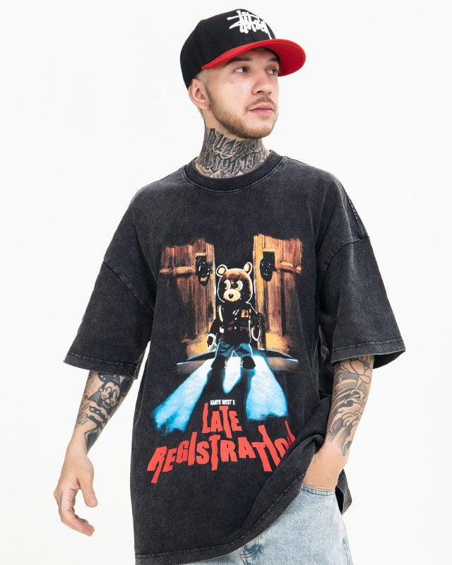 Dropout Bear Print Vintage Short Sleeve T-shirt