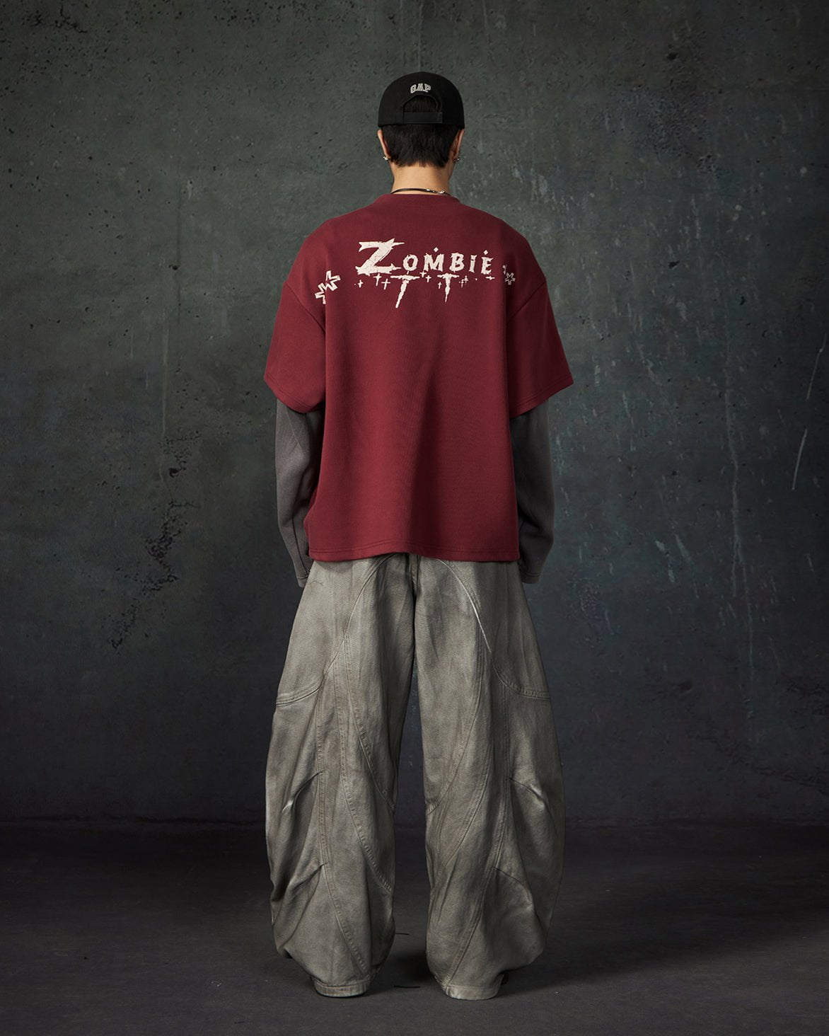 Dark Washed Scimitar-Cut Wide-Leg Jeans