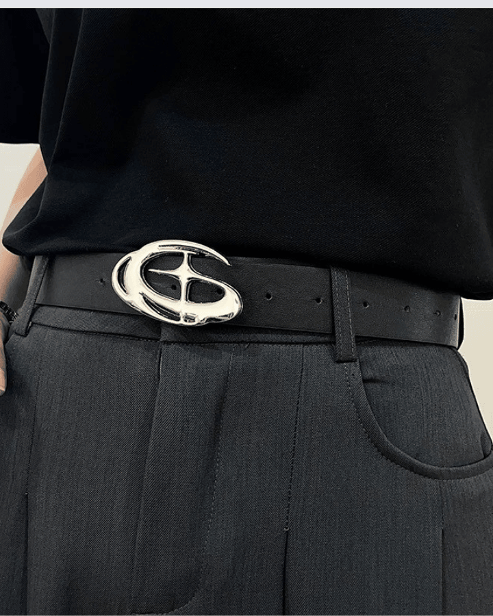 Unique Silver Buckle Design Belt