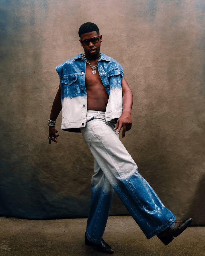 Gradient Sequin Wide-Leg Jeans