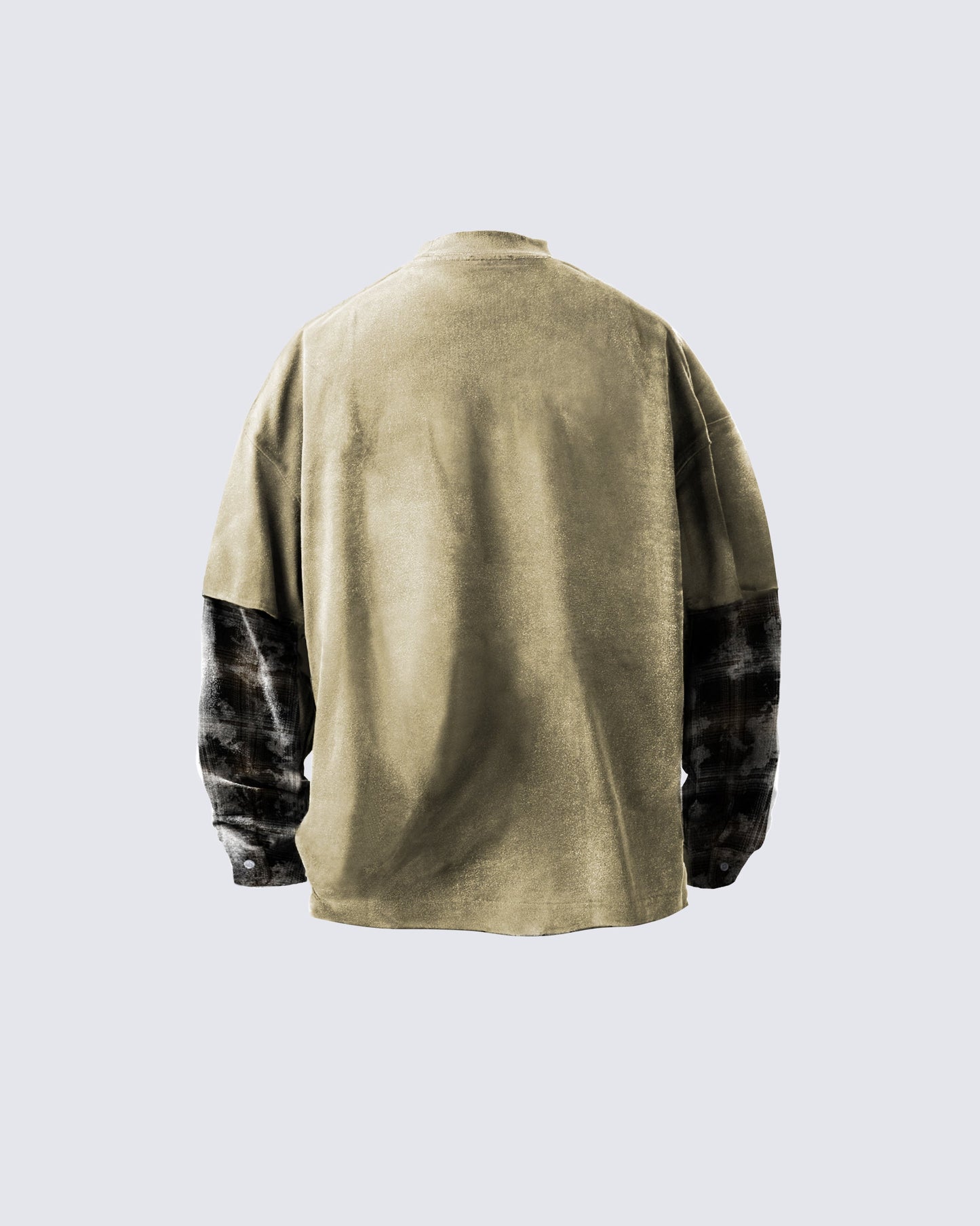 Patchwork Print Design Long-Sleeve T-Shirt