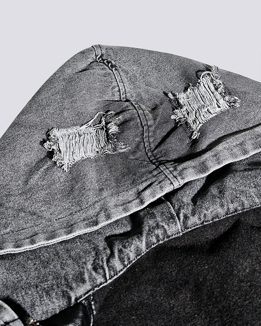 Deconstructed Layered Distressed Leather Jacket