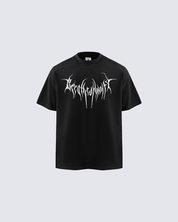 Black Graphic T-shirt with Abstract Print