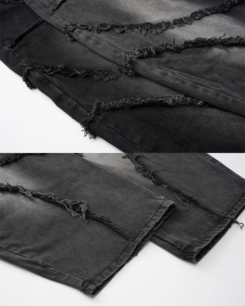 Spiral-Stitched Wide-Leg Jeans