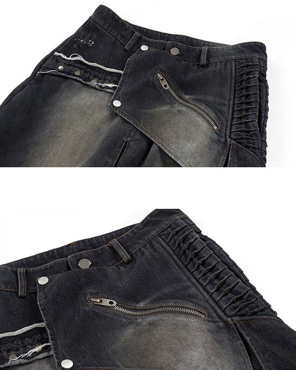 Edgy Dual-Layer Denim Pants