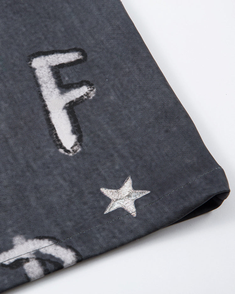 American High-Street Hand-Drawn Cat Print Scimitar Pants