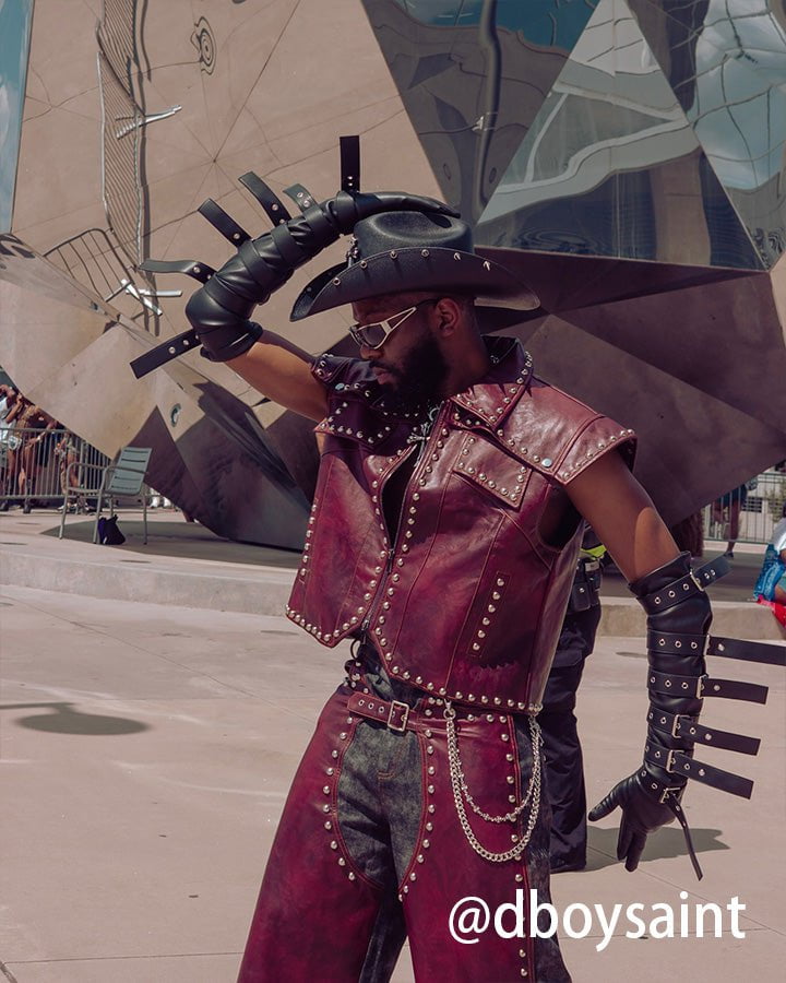 Burgundy Studded Leather Vest