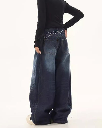 Patchwork Design Washed Denim Pants