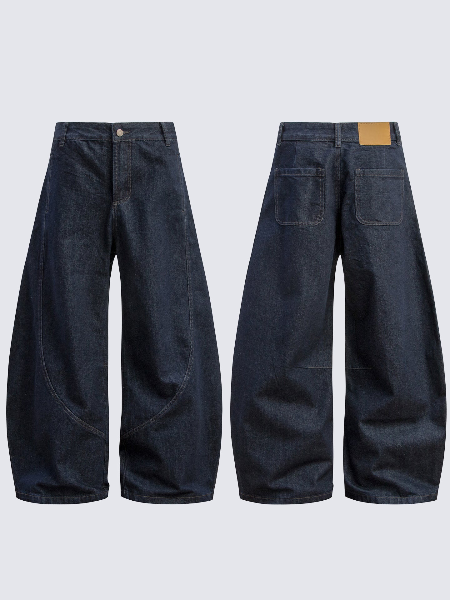 Dark Blade Pants - Wide-Leg Curved Denim