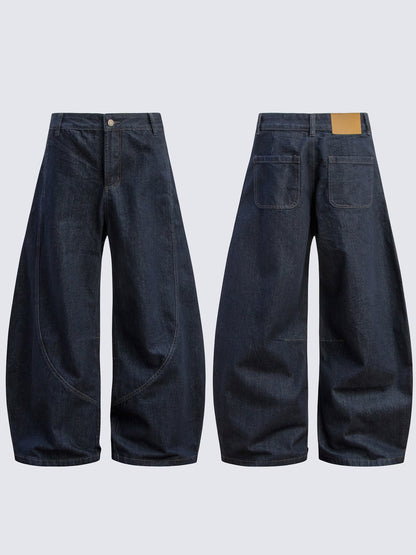 Dark Blade Pants - Wide-Leg Curved Denim