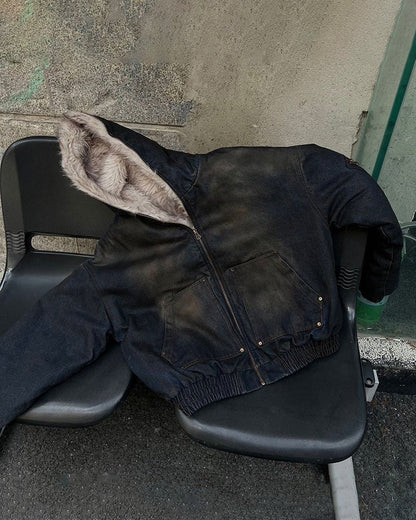 Vintage Distressed Hooded Jacket
