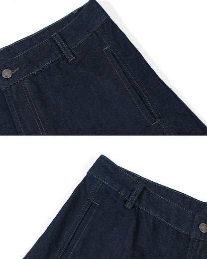 Dark Blade Pants - Wide-Leg Curved Denim