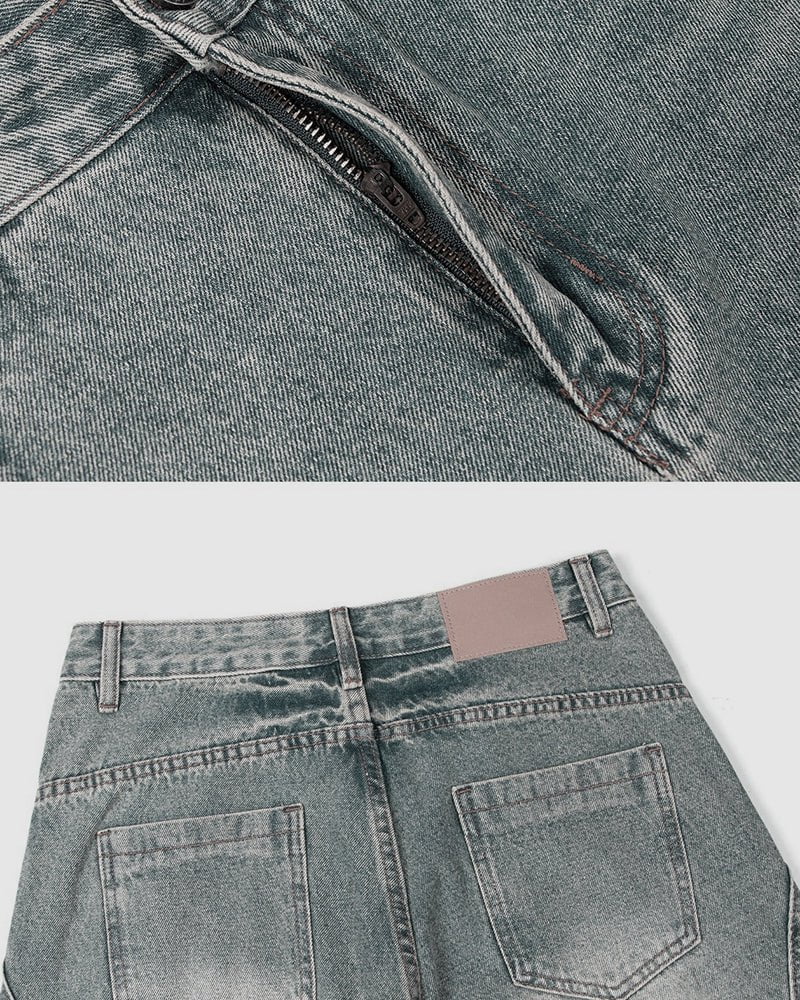 Blade Pants - Distressed Wide-Legged Denim