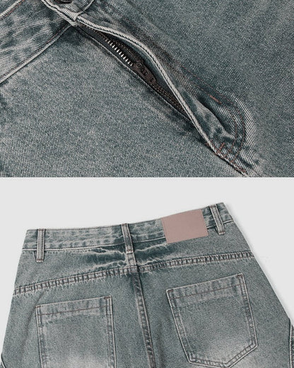 Blade Pants - Distressed Wide-Legged Denim