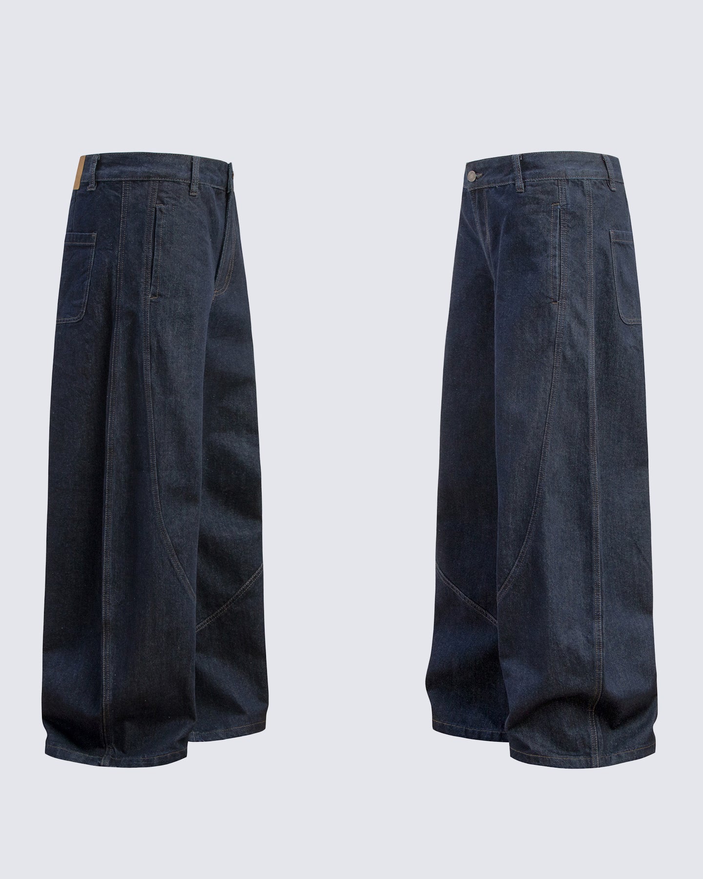 Dark Blade Pants - Wide-Leg Curved Denim