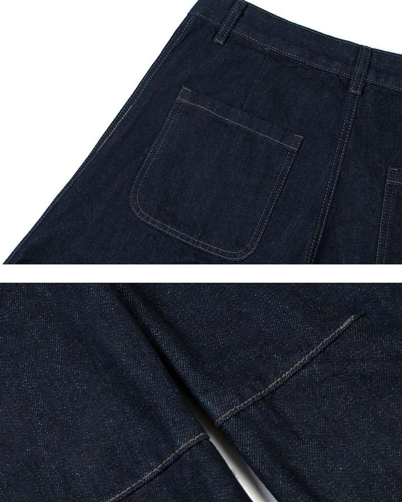 Dark Blade Pants - Wide-Leg Curved Denim