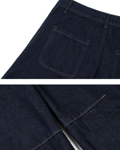 Dark Blade Pants - Wide-Leg Curved Denim