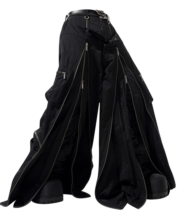 Futuristic Zipper Cargo Pants