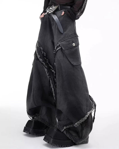 Patchwork Frayed Cargo Pants
