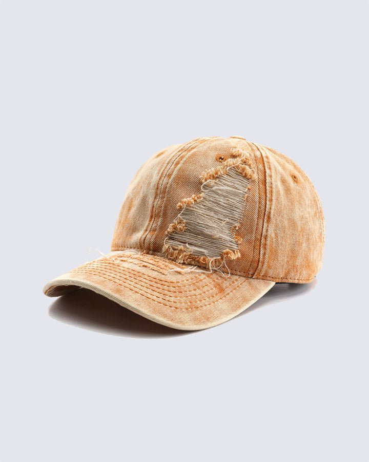 Distressed Washed Peaked Cap