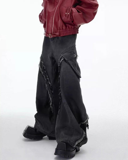 Patchwork Frayed Cargo Pants