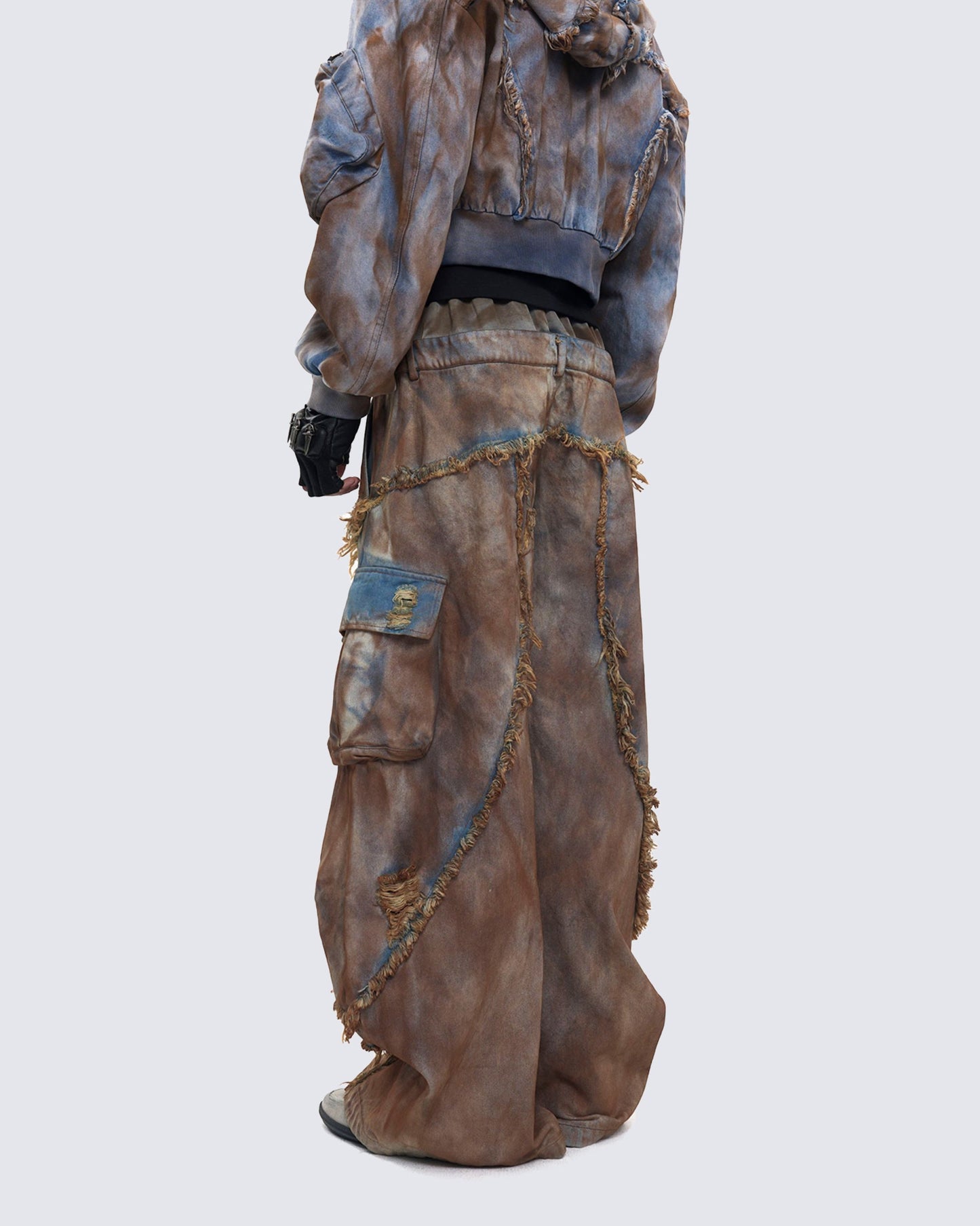 Wasteland Mud-Dyed Layered Wide-Leg Jeans