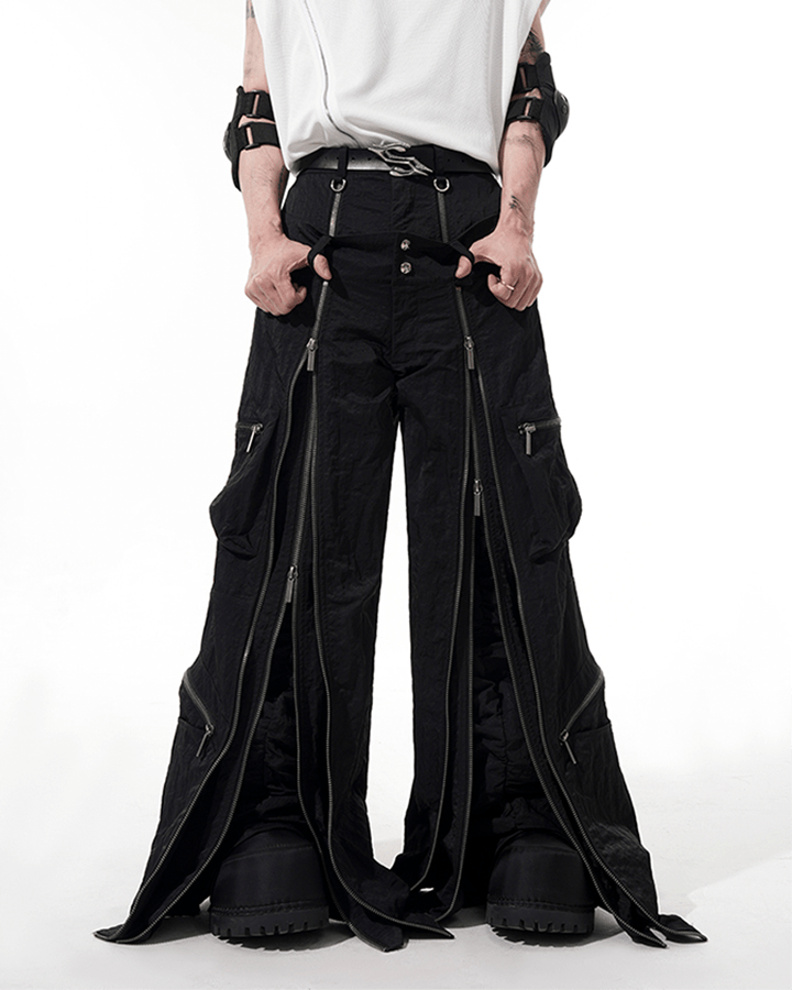 Futuristic Zipper Cargo Pants