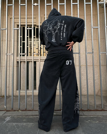 Gothic Tree Graphic Oversized Hoodie