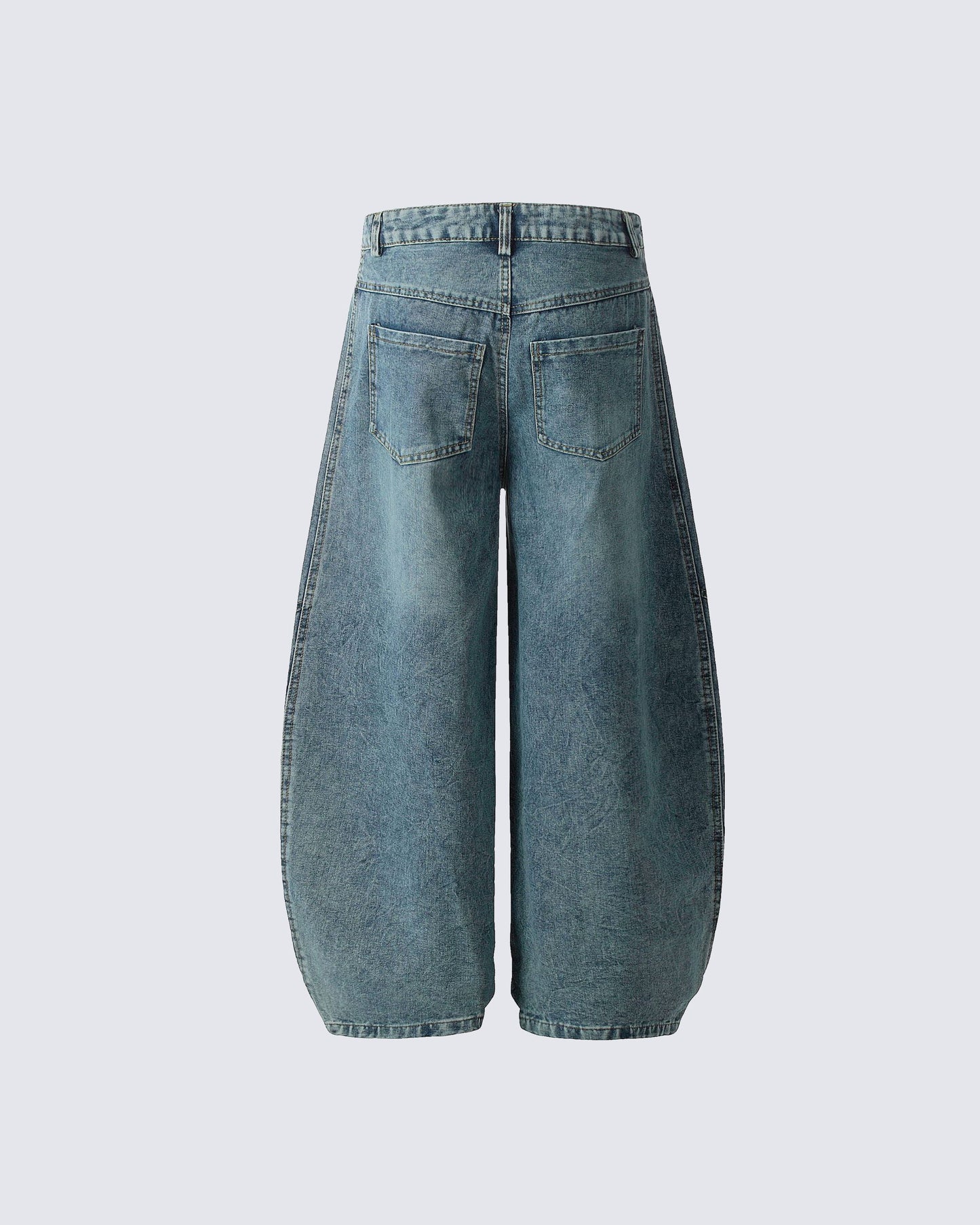 Contrast Striped Wide-Leg Denim Pants