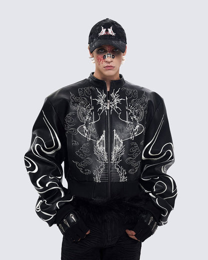 "Ascension Path" Embroidered Moto Jacket