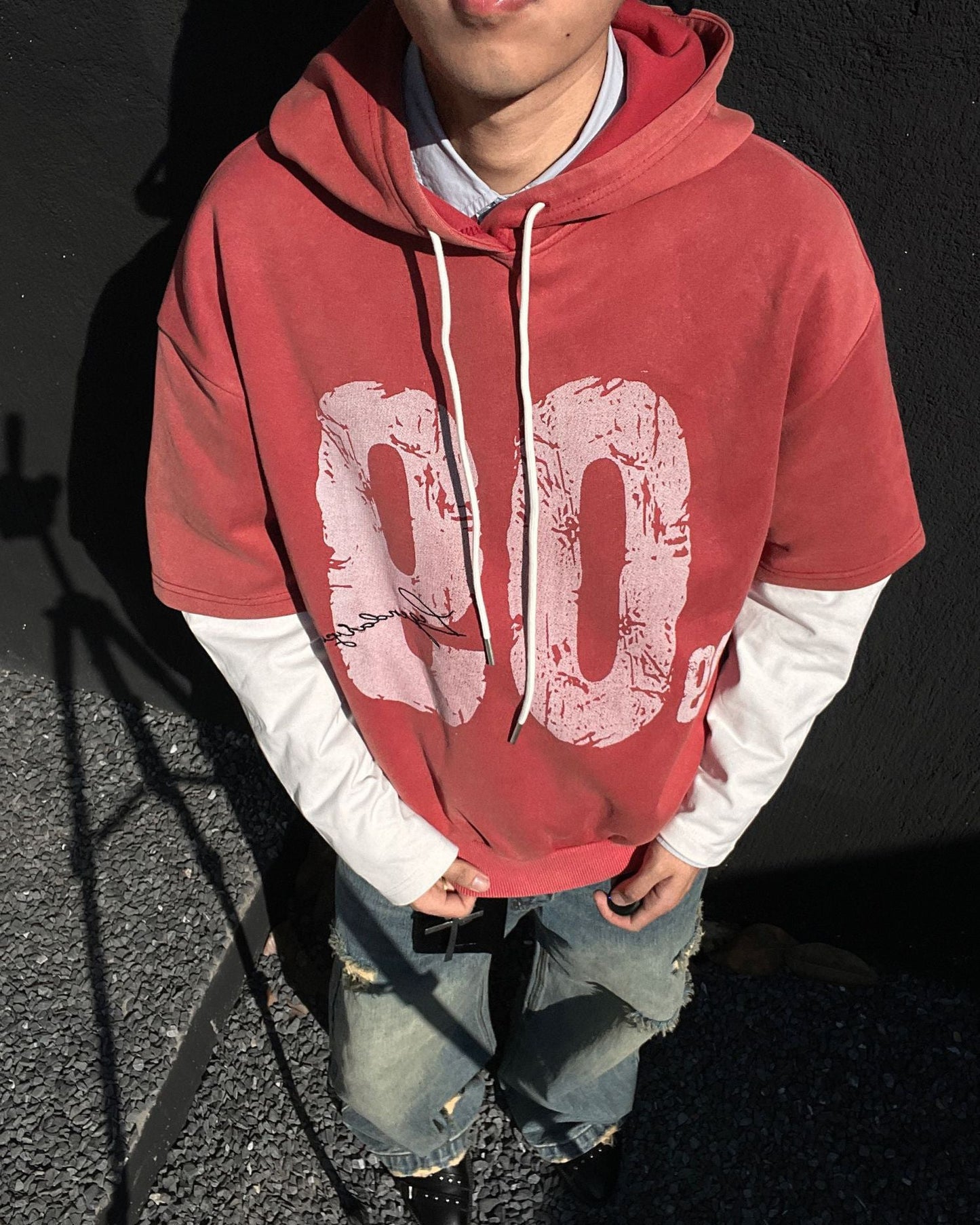 Layered Jersey Hoodie