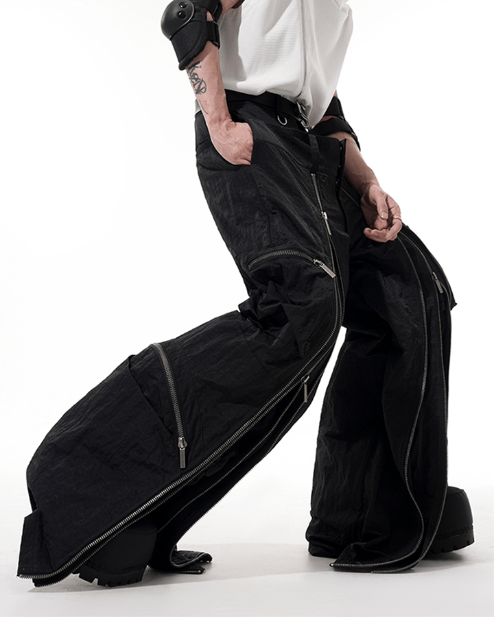 Futuristic Zipper Cargo Pants