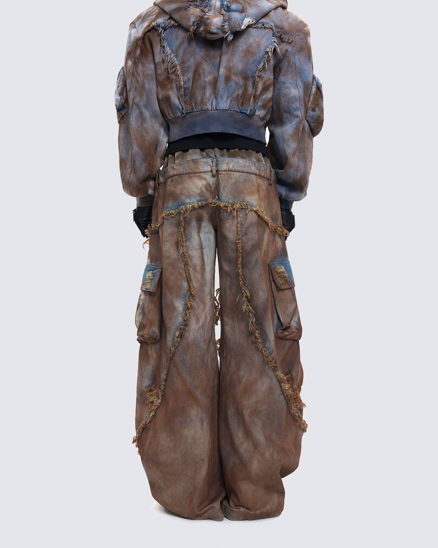 Wasteland Mud-Dyed Layered Wide-Leg Jeans
