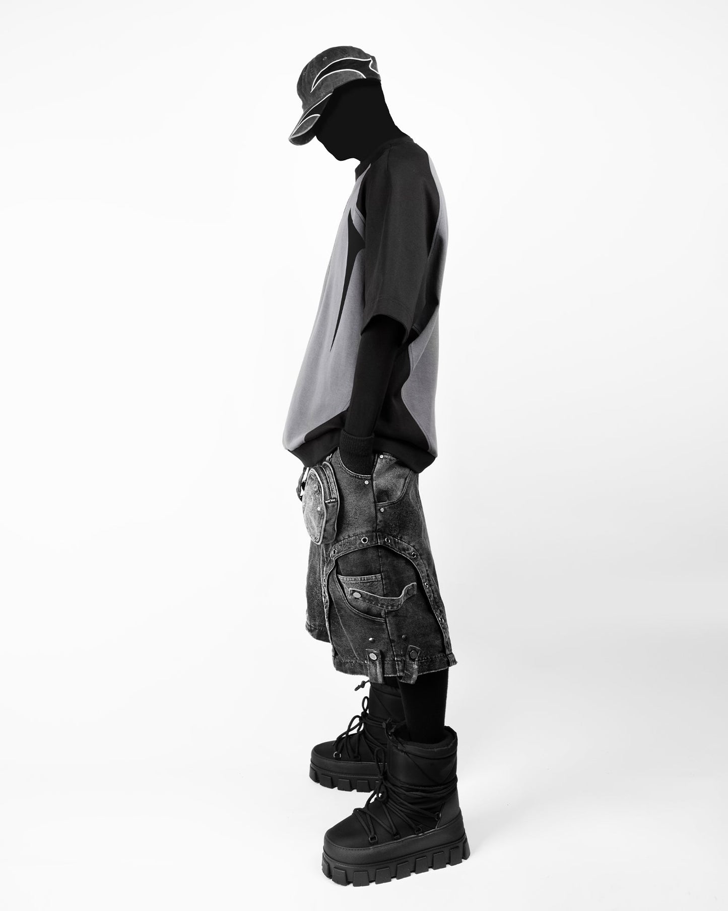 Heavy-Duty Waist Bag Strap Denim Casual Shorts