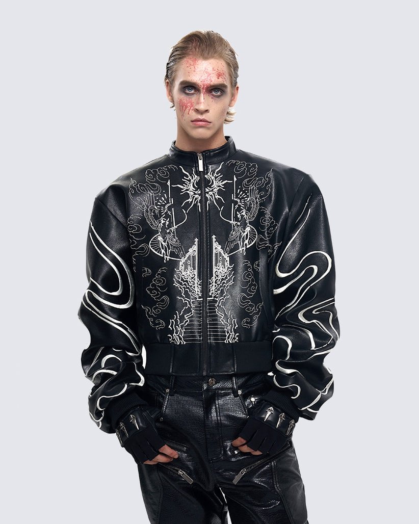 "Ascension Path" Embroidered Moto Jacket