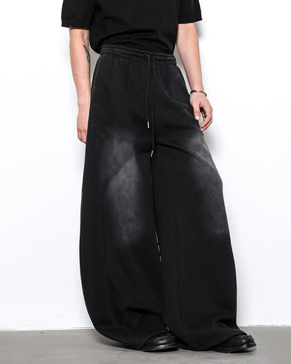 Vintage Loose Fit Distressed Wide-Leg Scimitar Sweatpants