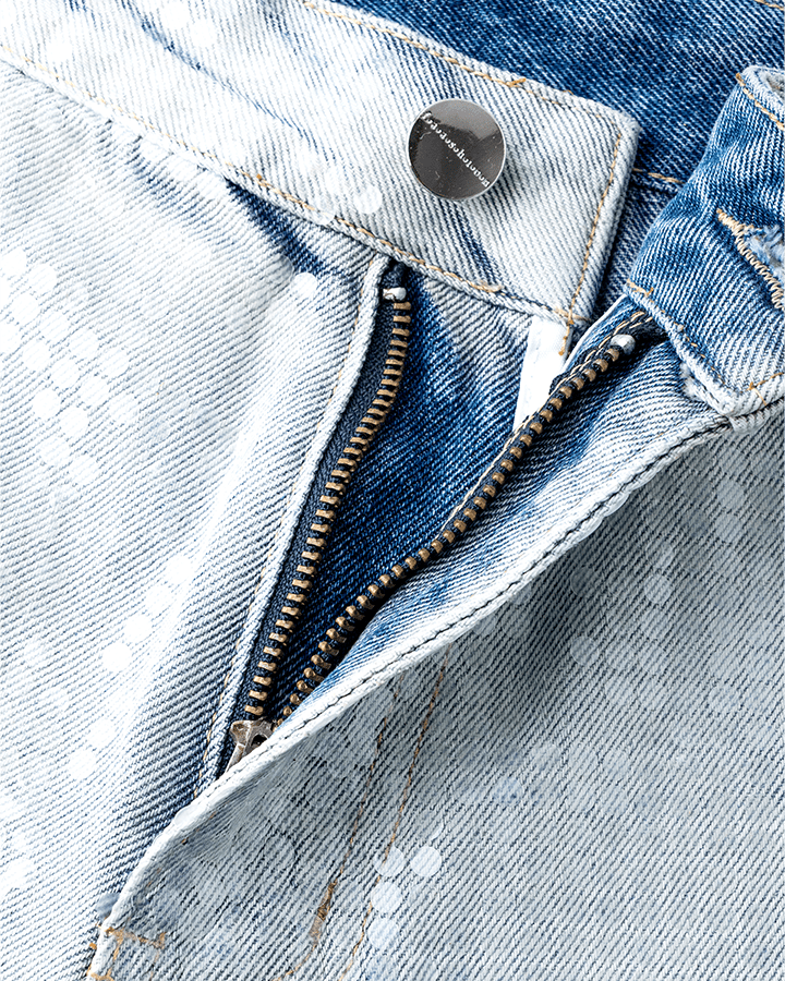 Gradient Sequin Wide-Leg Jeans