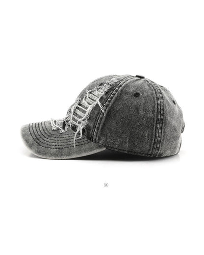 Distressed Washed Peaked Cap