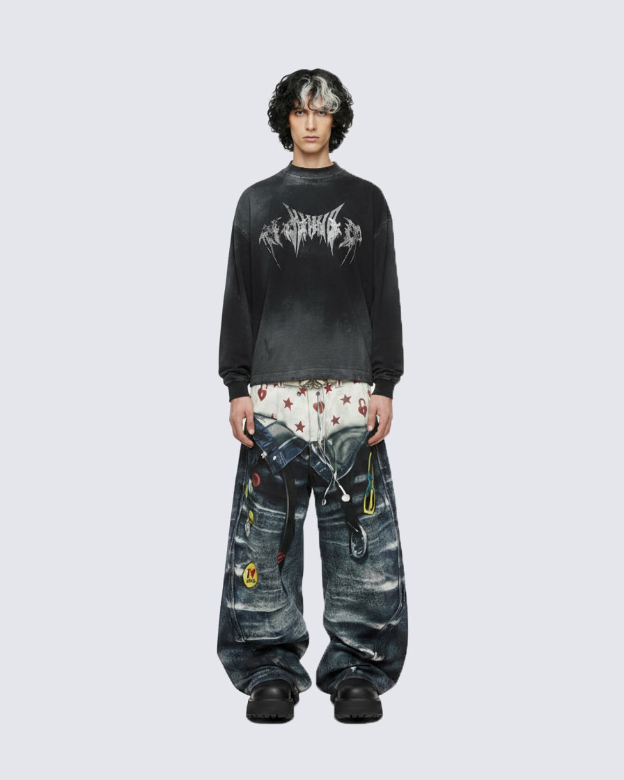 KIIKIO Vintage Washed Graphic Long-Sleeve Tee