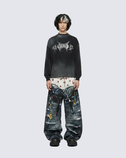 KIIKIO Vintage Washed Graphic Long-Sleeve Tee