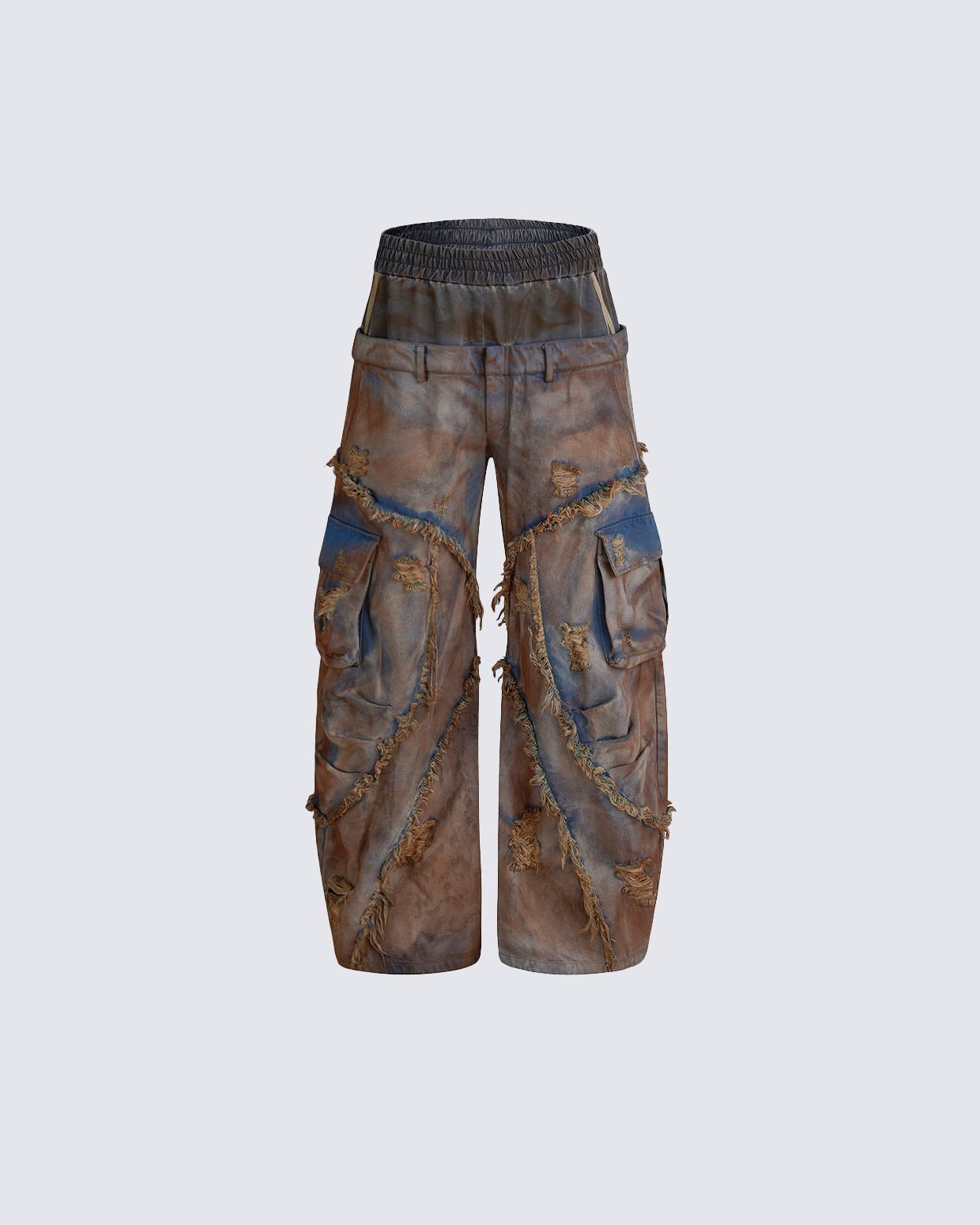 Wasteland Mud-Dyed Layered Wide-Leg Jeans