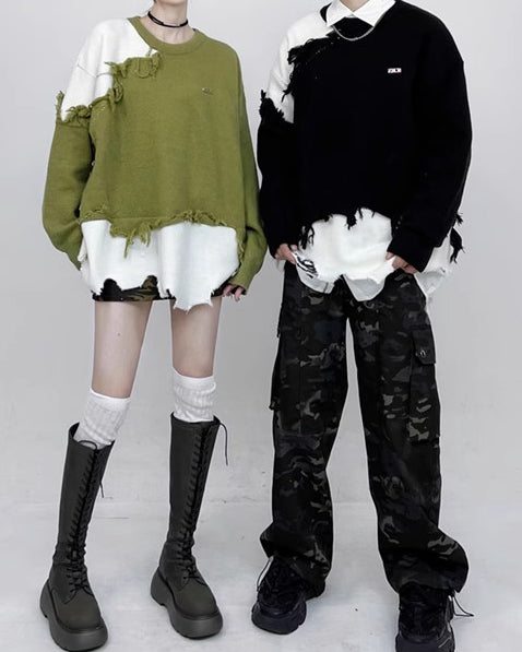 Lazy Irregular Tassel Sweater