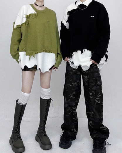 Lazy Irregular Tassel Sweater