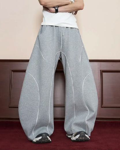 Loose-Fit Sweatpants with White Piping
