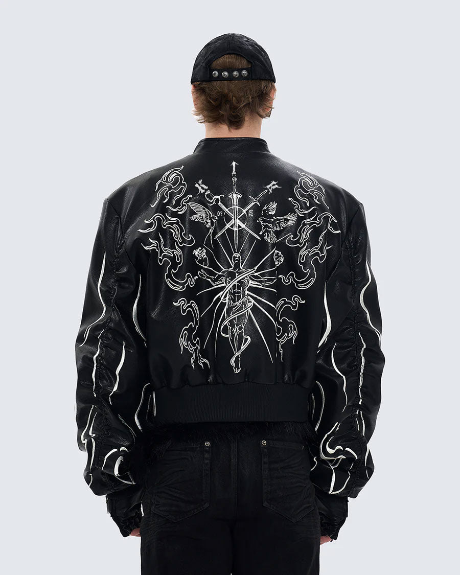 "Ascension Path" Embroidered Moto Jacket