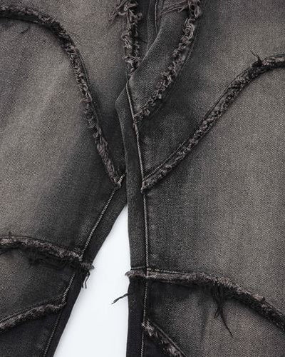 Deconstructed Frayed Edge Wide-Leg Jeans