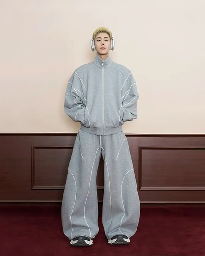 Loose-Fit Sweatpants with White Piping