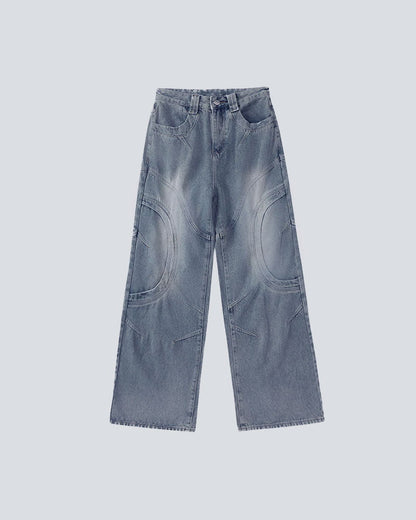 KIIKIO Vintage Style Loose Patchwork Jeans