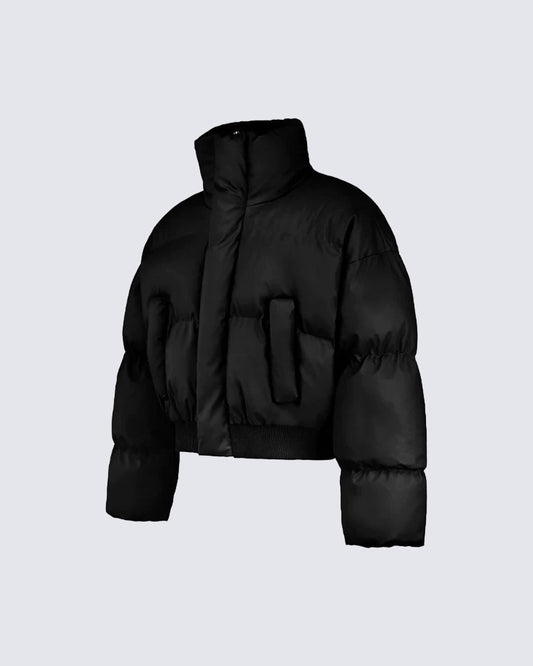 Simple High Neck Short Cotton Jacket